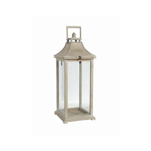 A & B HOME 32324-LARGE Rustic Garden Candle Lantern, Wood & Glass, Large