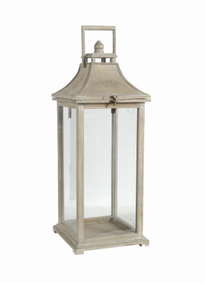 A & B HOME 32324-LARGE Rustic Garden Candle Lantern, Wood & Glass, Large