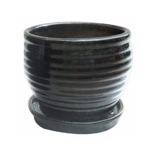 Trendspot CR10479-05A Honey Jar Planter, Drip Green Ceramic, 6-In.