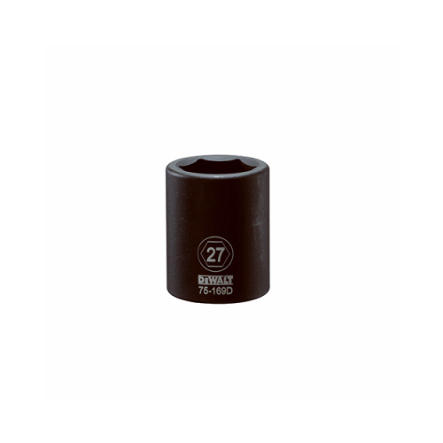 Impact Socket, 27 mm Socket, 3/4 in Drive, 6-Point, CR-440 Steel, Black Oxide