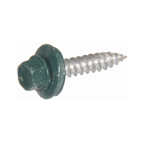 Sheet Metal Self-Piercing Roofing Screws, Hex Washer Head, Green Ceramic Coat, #10 x 1.5-In, 1-Lb.