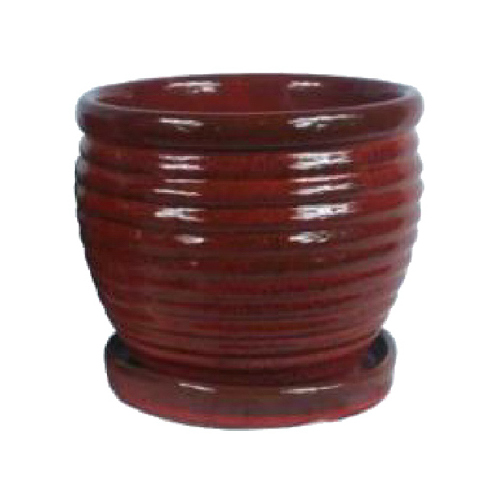 Trendspot CR10479-08D Honey Jar Planter, Red Ceramic, 9-In.