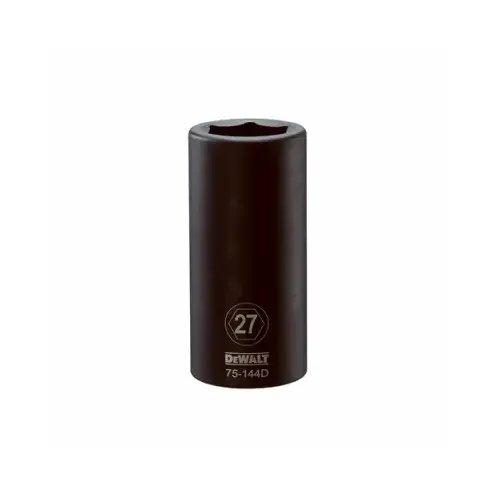 Impact Socket, 27 mm Socket, 3/4 in Drive, 6-Point, CR-440 Steel, Black Oxide