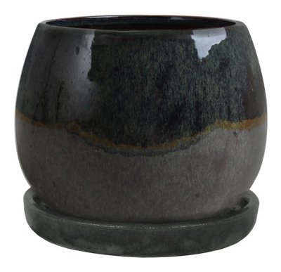 Trendspot CR10975-08E Artisan Planter, Drip Green Ceramic, 8-In.