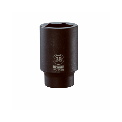 Impact Socket, 38 mm Socket, 3/4 in Drive, 6-Point, CR-440 Steel, Black Oxide