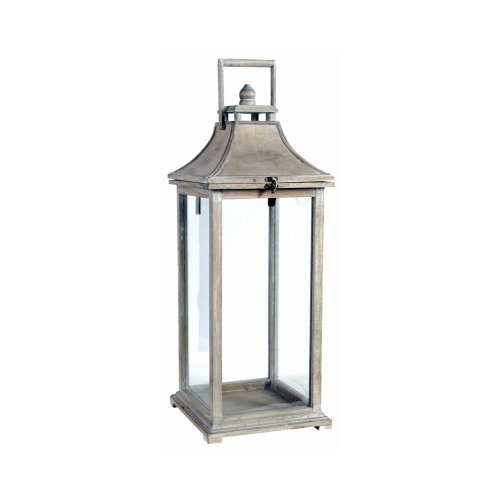 A & B HOME 32324-SMALL Rustic Garden Candle Lantern, Wood & Glass, Small