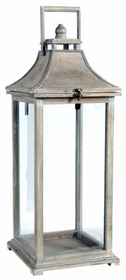 A & B HOME 32324-SMALL Rustic Garden Candle Lantern, Wood & Glass, Small