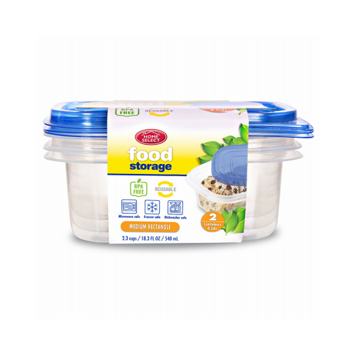 Food Storage Containers, Medium Rectangle, 2.3-Cup, 2-Ct.