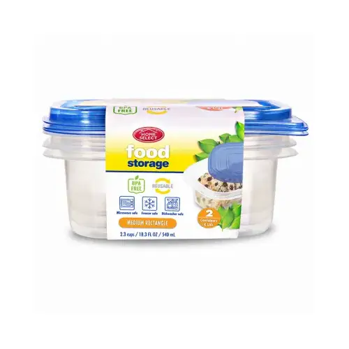 Food Storage Containers, Medium Rectangle, 2.3-Cup, 2-Ct. - pack of 12