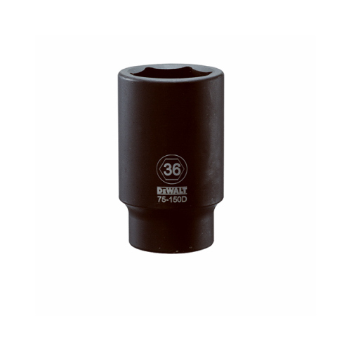 Impact Socket, 36 mm Socket, 3/4 in Drive, 6-Point, CR-440 Steel, Black Oxide