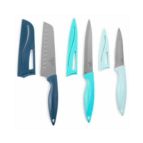 Core Home 31869-TV 6-Pc. Knife Set, Santoku, Utility and Paring with Sheaths