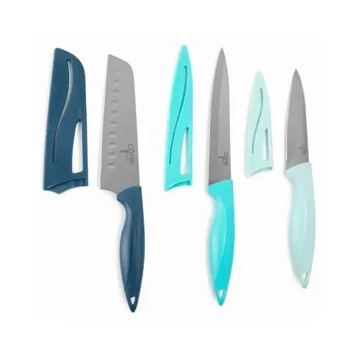 6-Pc. Knife Set, Santoku, Utility and Paring with Sheaths