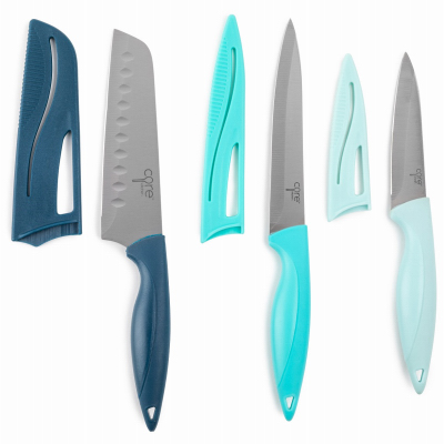 Core Home 31869-TV 6-Pc. Knife Set, Santoku, Utility and Paring with Sheaths