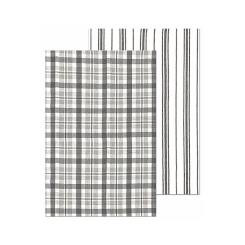 Farmhouse Towel Set, Gray, 100% Cotton, 19 x 28-In