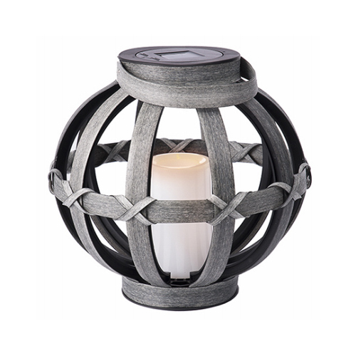 Solar Patio Lantern, Plastic Drift Wood, LED Flameless Candle, 9-In.