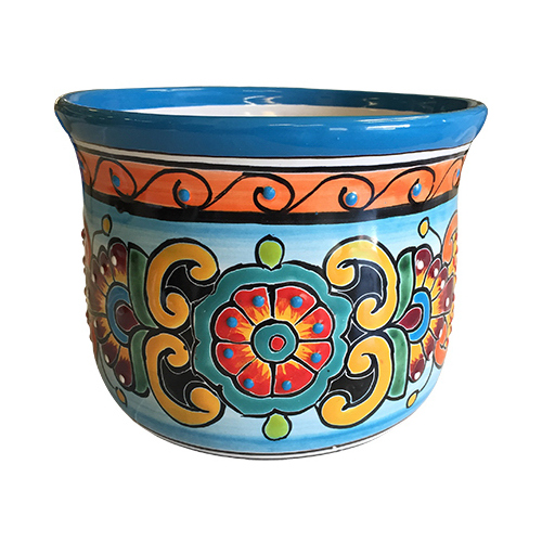 Ceramic Planter, Italian, Double-Fired, Hand-Painted, 5.5 x 5-In. - pack of 4