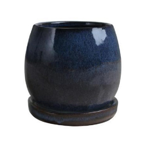 6 In. Artisan Planter, Ceramic, Dripping Blue