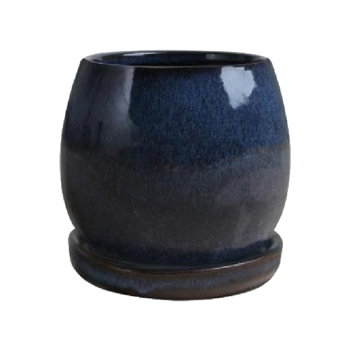 Trendspot CR10975-08G Artisan Planter, Drip Blue Ceramic, 8-In.