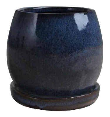 Trendspot CR10975-08G Artisan Planter, Drip Blue Ceramic, 8-In.