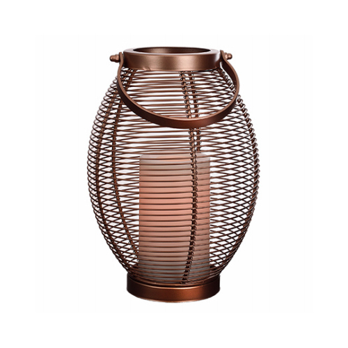 Patio Lantern, Matte Black Wire, LED Flameless Candle, 10-In.