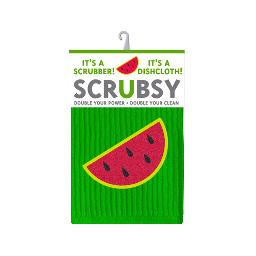 Mu Kitchen 5010-1707 Scrubsy Cloth, Watermelon, 100% Cotton Terry, 12 x 12-In.