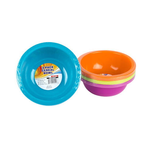 Plastic Bowls, 7-In., Assorted Colors - pack of 3