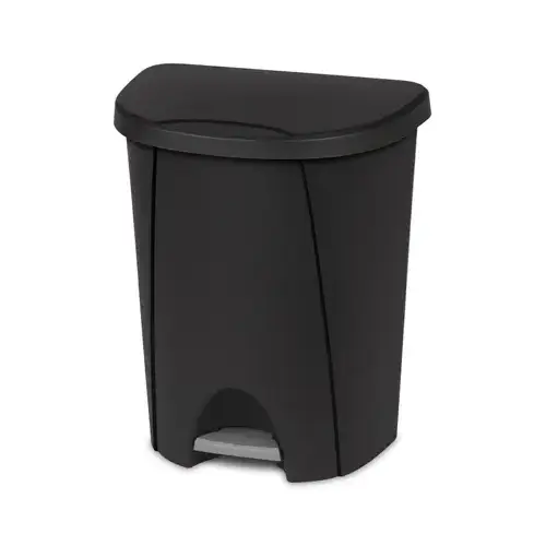 Step-On Wastebasket, Black, 6.6-Gal. - pack of 4