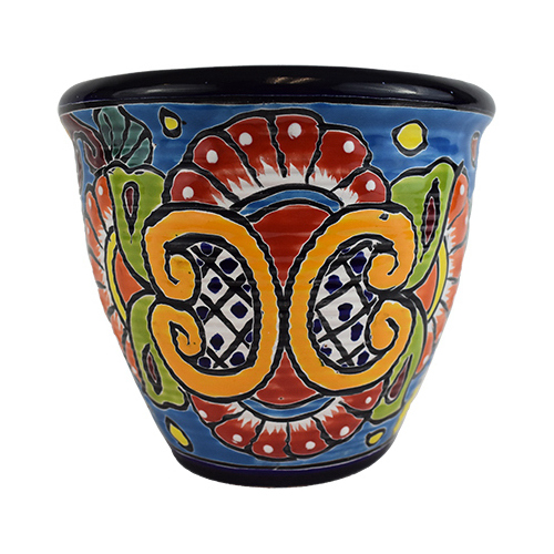 Avera Products APG119065 Ceramic Planter, Banded Aro, Hand-Painted, Double-Fired, 6-In.