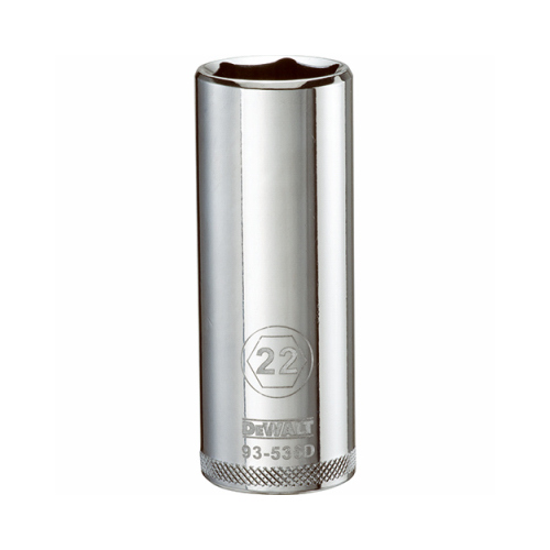 Drive Socket, 22 mm Socket, 1/2 in Drive, 6-Point, Vanadium Steel, Polished Chrome