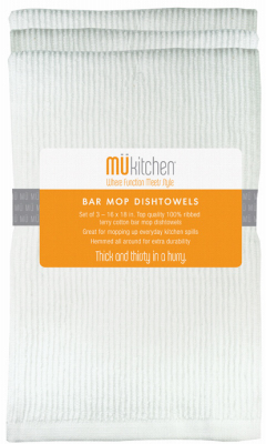 Mu Kitchen 6620-1200 Bar Mop Towels, Cotton, 18 x 18-In  pack of 3