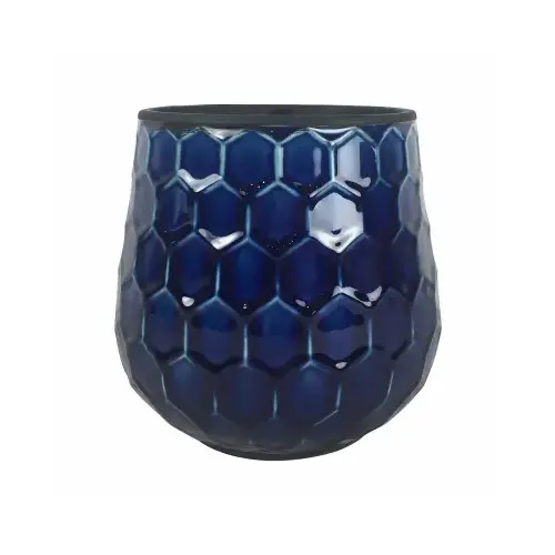 Honeycomb Planter, Cobalt Blue Ceramic, 8-In.