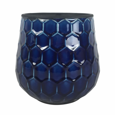 ATT SOUTHERN INC CRM-047087 Honeycomb Planter, Cobalt Blue Ceramic, 8-In.