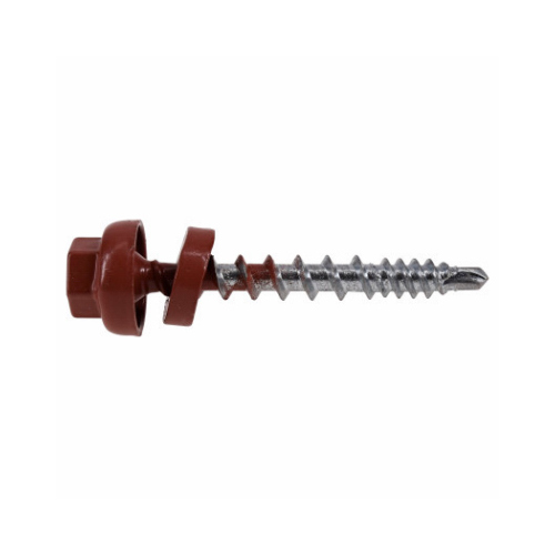 Self-Drilling Roofing Screws, Metal to Wood, Red, #10 x 1.5-In., 1- Lb.