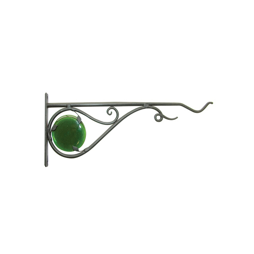 Hanging Plant Bracket, Stained Glass, Black, 15-In.