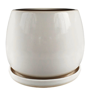 Trendspot CR10975-08W Brooks Artisan Planter, Cream White Glazed Ceramic, 8-In.