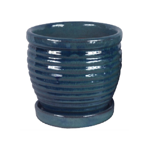 Honey Jar Planter, Aqua Blue Ceramic, 6-In.