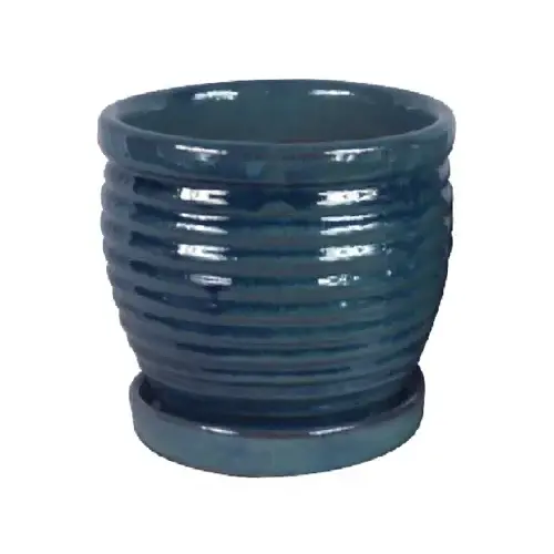 Honey Jar Planter, Aqua Blue Ceramic, 6-In. - pack of 6