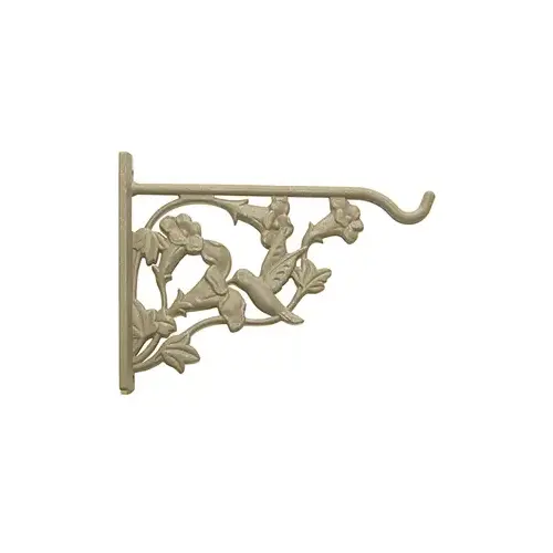 Hanging Plant Bracket, Sand, Hummingbird, Aluminum, 8-In. Beige