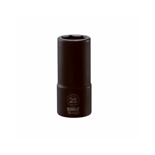 Impact Socket, 25 mm Socket, 3/4 in Drive, 6-Point, CR-440 Steel, Black Oxide