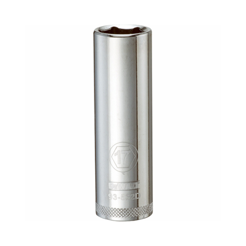 Drive Socket, 17 mm Socket, 1/2 in Drive, 6-Point, Vanadium Steel, Polished Chrome