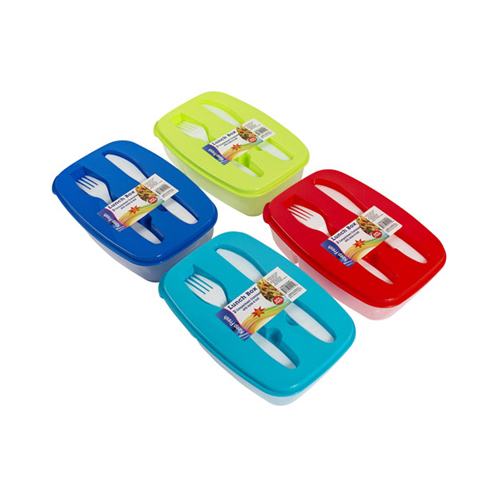 Lunch Container With Utensils, Assorted Colors, 2-Pc.
