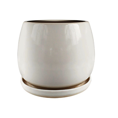 Trendspot CR10975-06W Brooks Artisan Planter, Cream White Glazed Ceramic, 6-In.