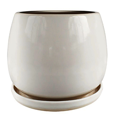 Trendspot CR10975-06W Brooks Artisan Planter, Cream White Glazed Ceramic, 6-In.