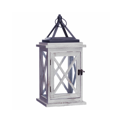 Patio Lantern, Driftwood & Metal, LED Flameless Candle, 18.9-In.