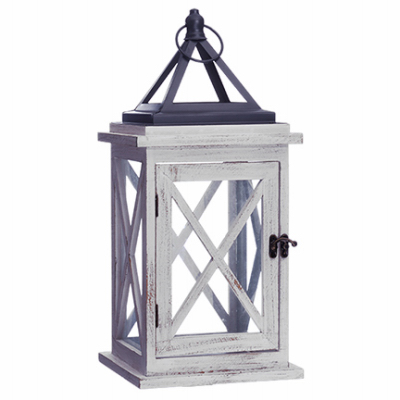 RIMPORTS LLC GL40020 Patio Lantern, Driftwood & Metal, LED Flameless Candle, 18.9-In.