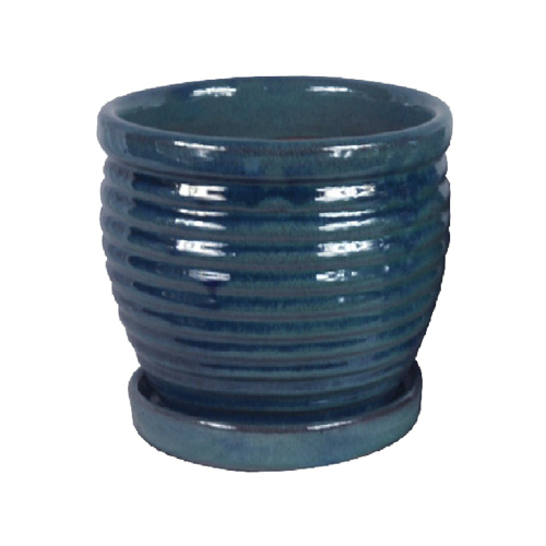 Honey Jar Planter, Aqua Blue Ceramic, 9-In.