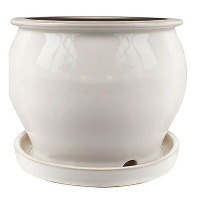 Trendspot DB10021-08L Studio Planter, Cream White Glazed Ceramic, 8-In.