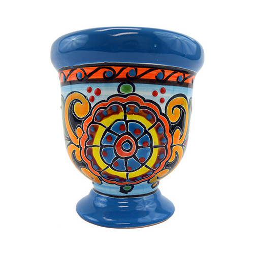 Avera Products APG039070 Ceramic Planter, Pedestal, Double-Fired, Hand-Painted, 7-In.