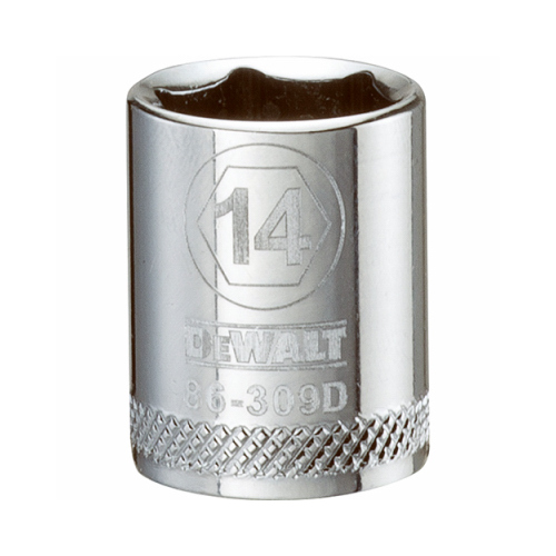 Hand Socket, 14 mm Socket, 3/8 in Drive, 6-Point, Vanadium Steel, Polished Chrome