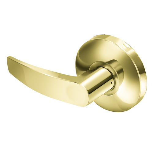 Grade 2 Cylindrical Lock, Single Pull Lever Function, 2-3/4" Backset, B Lever, K Rose, Conventional Cylinder, Bright Brass